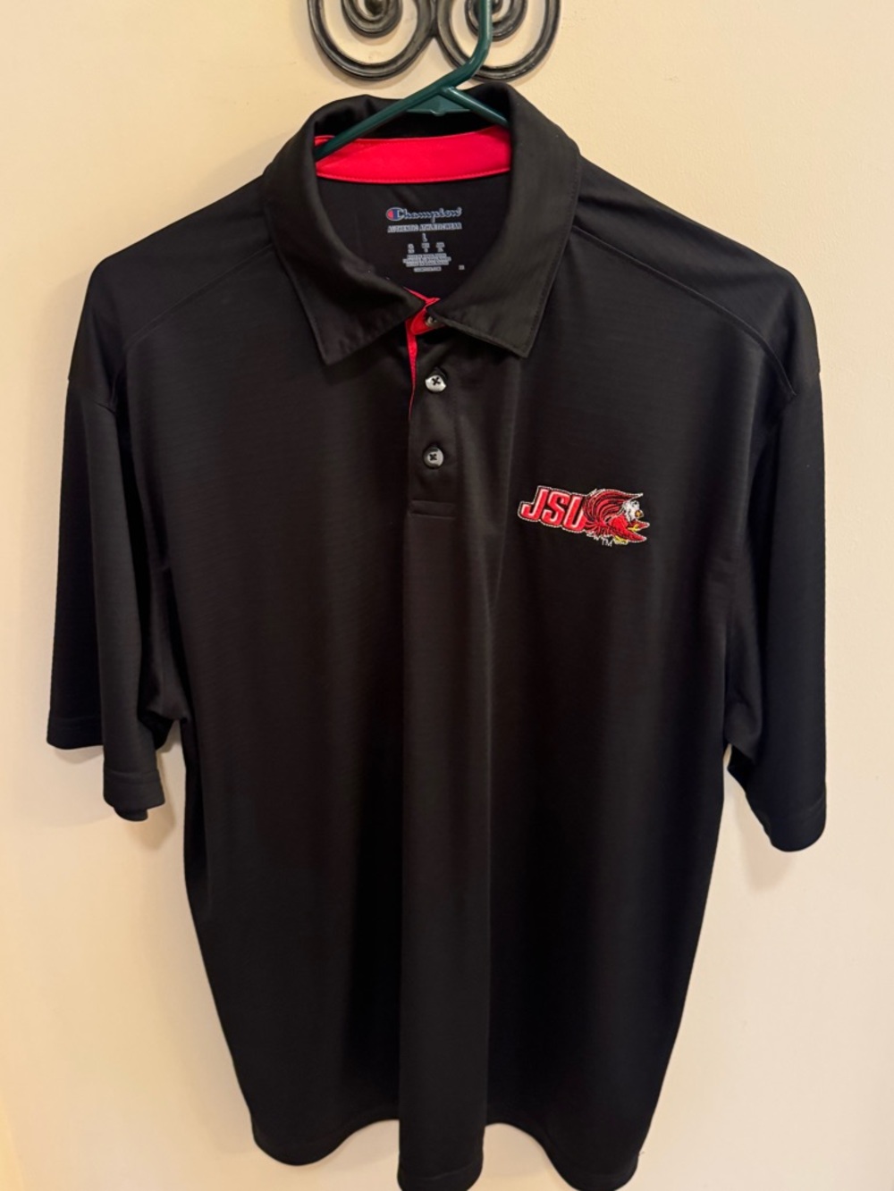 Jacksonville State Champion Black Polo with Red JSU Logo